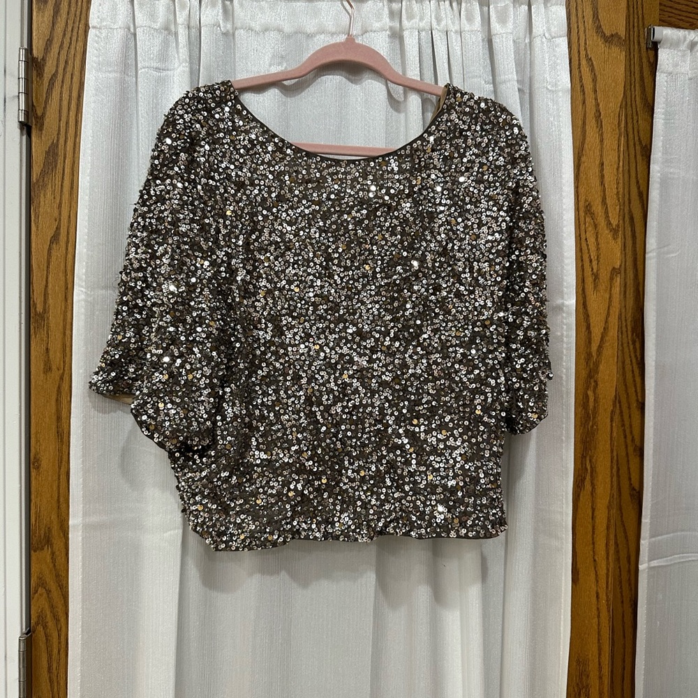 Vince Sequin Embellished Blouse - Black and Silver